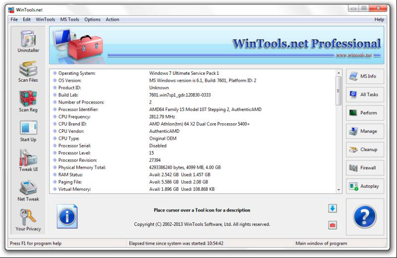 Características de WinTools Net Professional